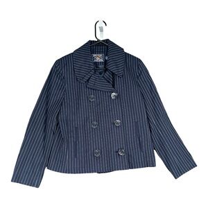 American Living Women’s M Medium Navy Pinstripe Double Breasted Jacket Nautical